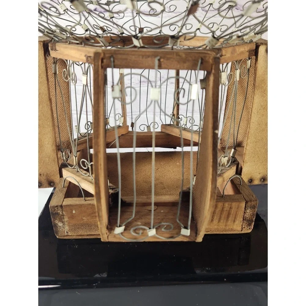 Antique Victorian Style Bird Cage Wood & Wire Hot Air Balloon 19th Century